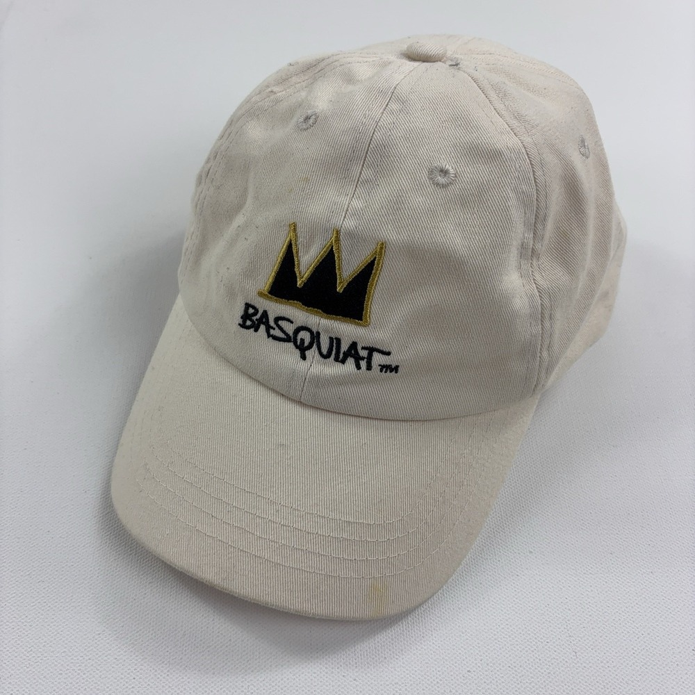 Basquiat Hat Cap Strap Back One Size Beige Baseball Art Embroidered Mens